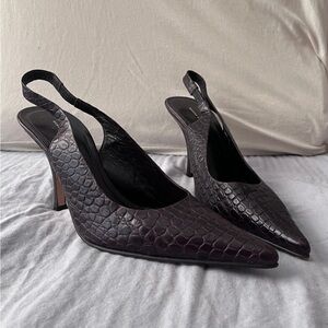 Banana Republic Dark Brown Leather Slingback Heels